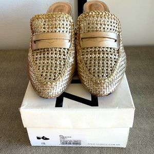 Schutz Gold Loafers